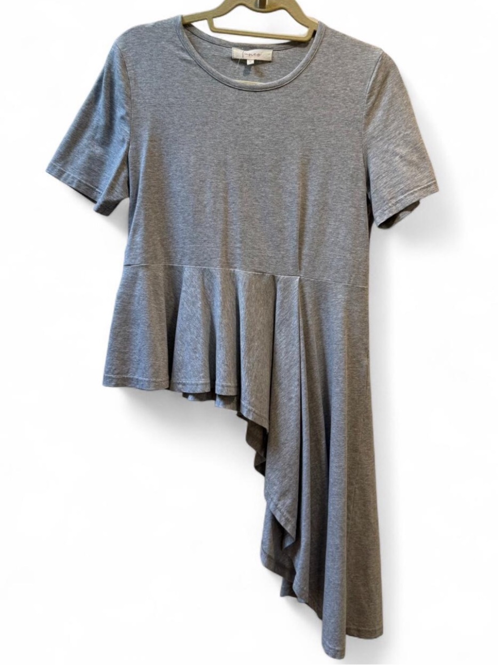 Women’s Asymmetrical Peplum Tee in Gray